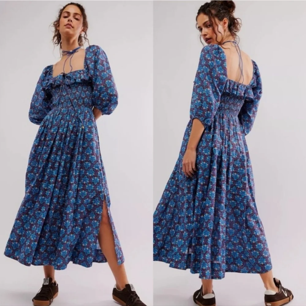 Free People Blue Floral Maxi Dress
